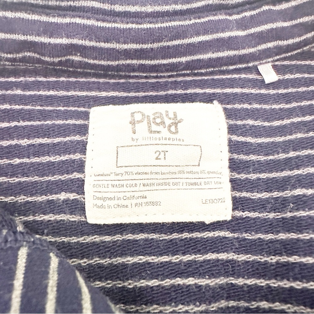 Little Sleepies Play Classic Navy Stripes Romper 2T - Picture 4 of 6